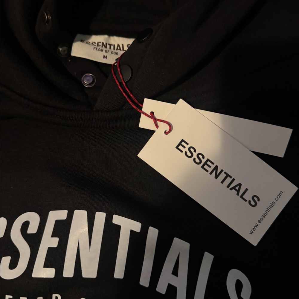 Essentials Dark Hoodie with White Logo